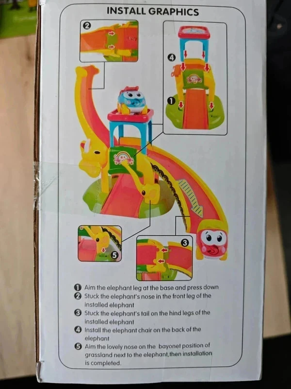 [N3UF] Toboggan Éléphant + 4 Voitures Animales – Jouet éducatif pour enfants 1 à 3 ans -4382 – photo 4
